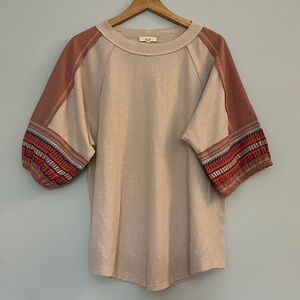 Embroidered sleeve sweater - small
